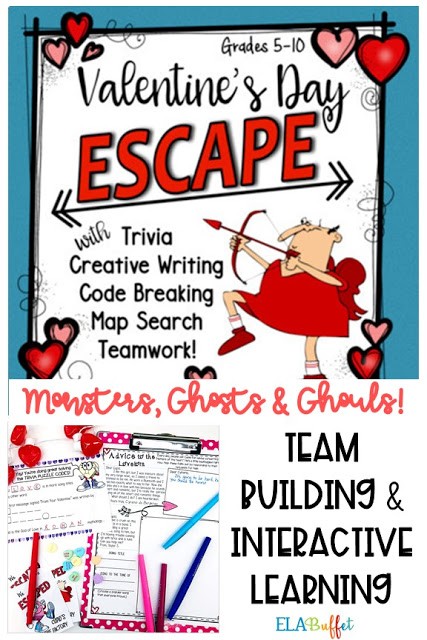 Cupid has problems and won't let your students leave his candy factory unless they help him! Can they #ESCAPE? #Differentiated #closereading #creativewriting #valentineactivity #funpartyalternative #valentinepary #middleschool #breakout #classroomescaperoom #FunELAActivity #teacher #middleschoollesson #holidayfun #valentineescaperoom #teambuilding #middleschoolelalesson #creativewriting