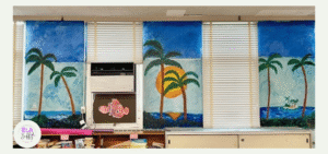 Mural on classroom wall makes a collaborative project and is a great classroom decor idea.