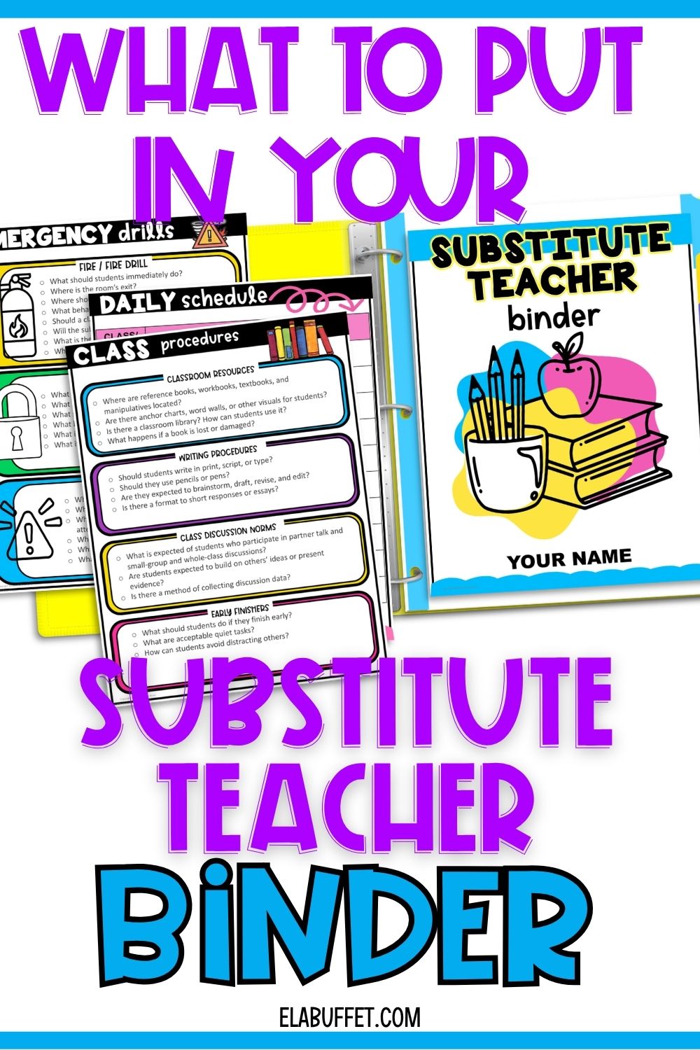 Home 8 Every middle school teacher needs a substitute teacher binder.